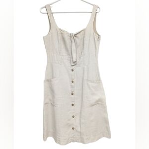 Tristan women's buttoned sleeveless 100% linen midi dress size 6